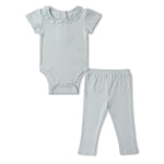 Makemake Organics Organic Lace Collar Onesie & Tights Set - Fog