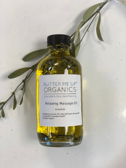 Butter Me Up Organics Organic Lavender Massage Oil with No Residue for Relaxation and Spa Use - 