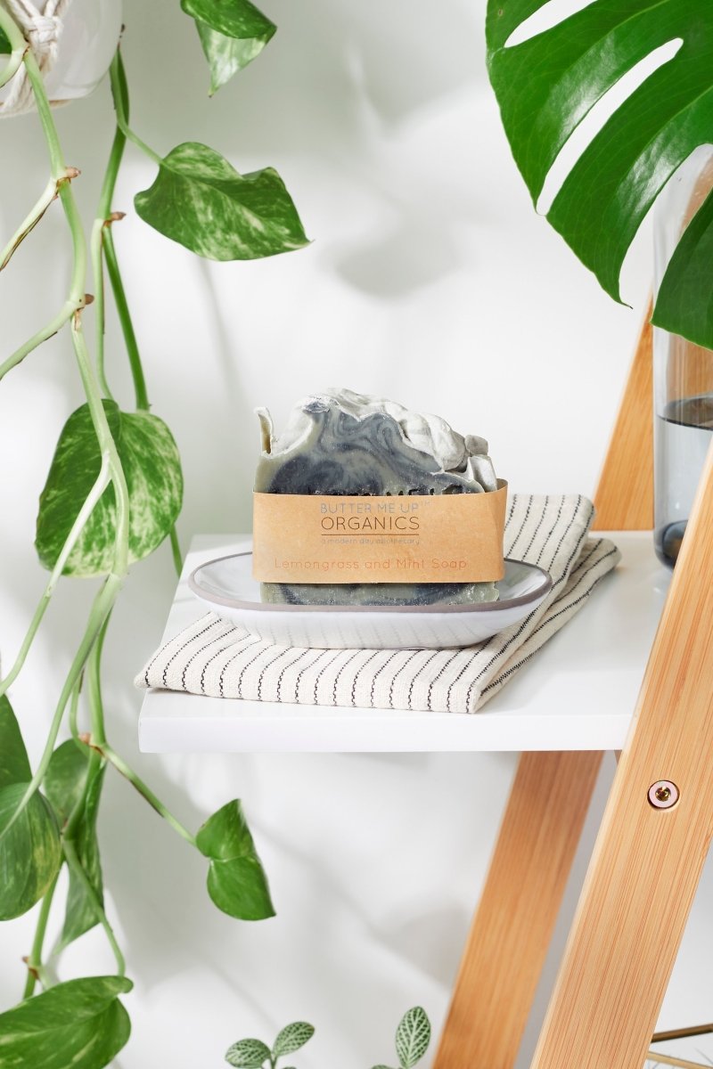 Butter Me Up Organics Organic Lemongrass Mint Soap with Activated Charcoal for Deep Cleansing - 