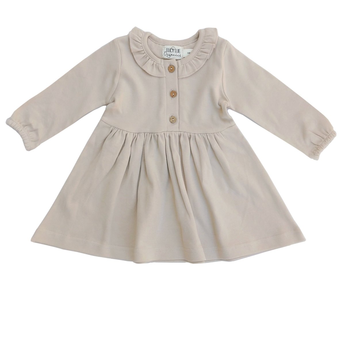 LUCY LUE ORGANICS Organic Long Sleeve Ruffle Dress | Fawn - Everetts Place Boutique - 
