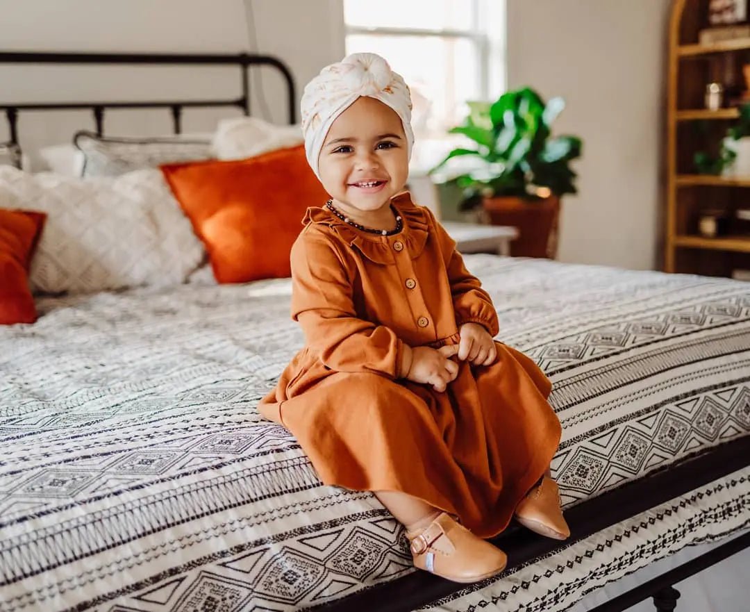 LUCY LUE ORGANICS Organic Long Sleeve Ruffle Dress | Ginger - 