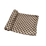 Organic Organic Muslin Swaddle Blanket - Toffee Checkered by Harp Angel Boutique at Everetts Place