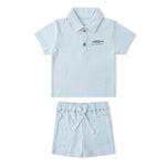 Makemake Organics Organic Polo Shirt & Shorts Set - Light Blue
