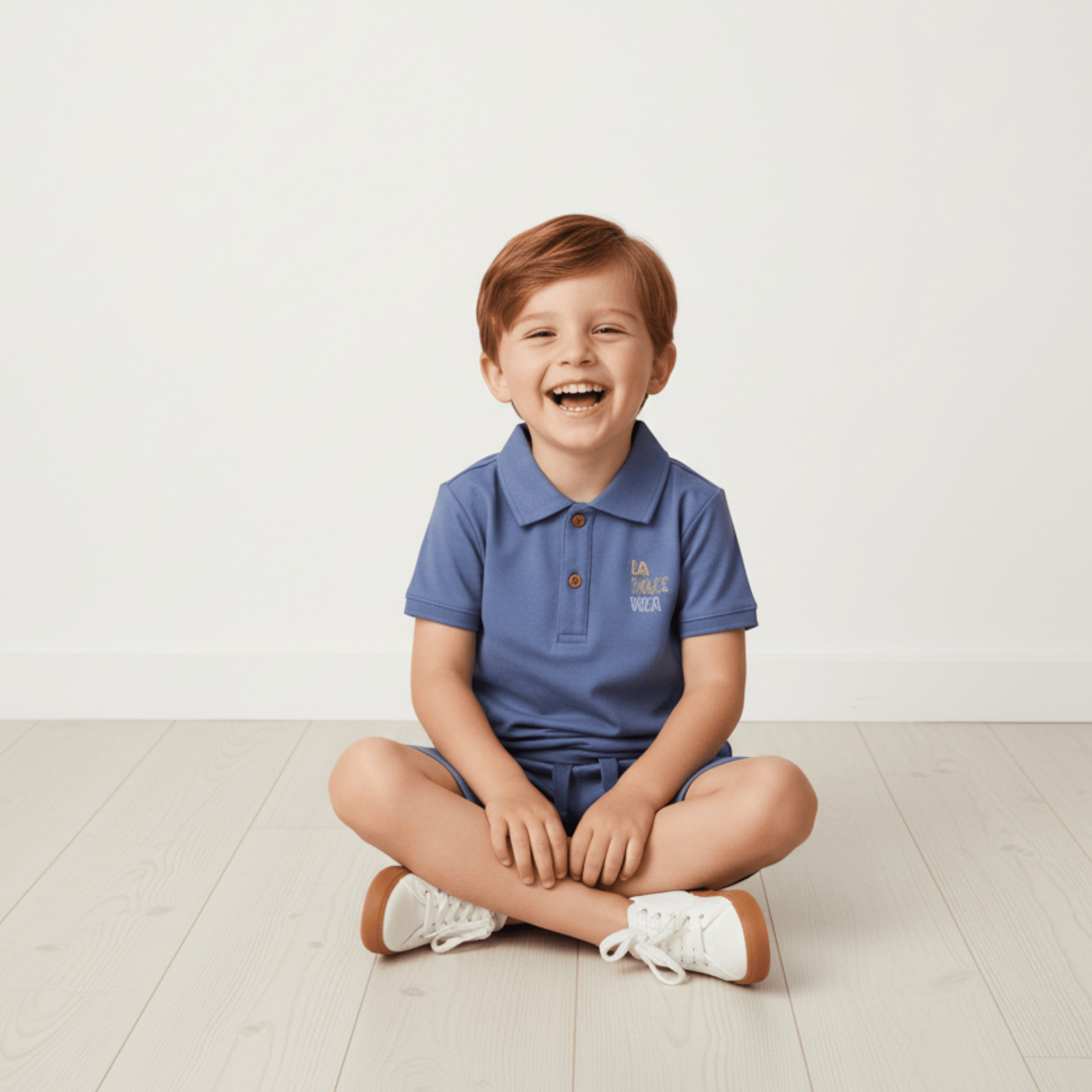 Makemake Organics Organic Polo Shirt & Shorts Set - Slate