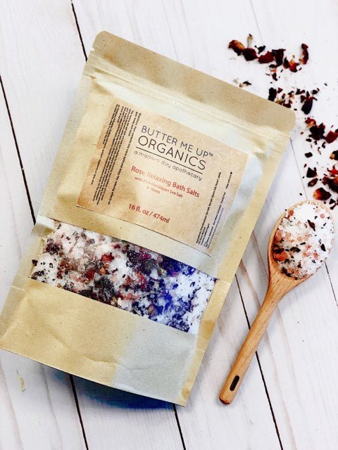 Butter Me Up Organics Organic Rose Epsom Salt Soak with Pink Himalayan Salt for Relaxation - 
