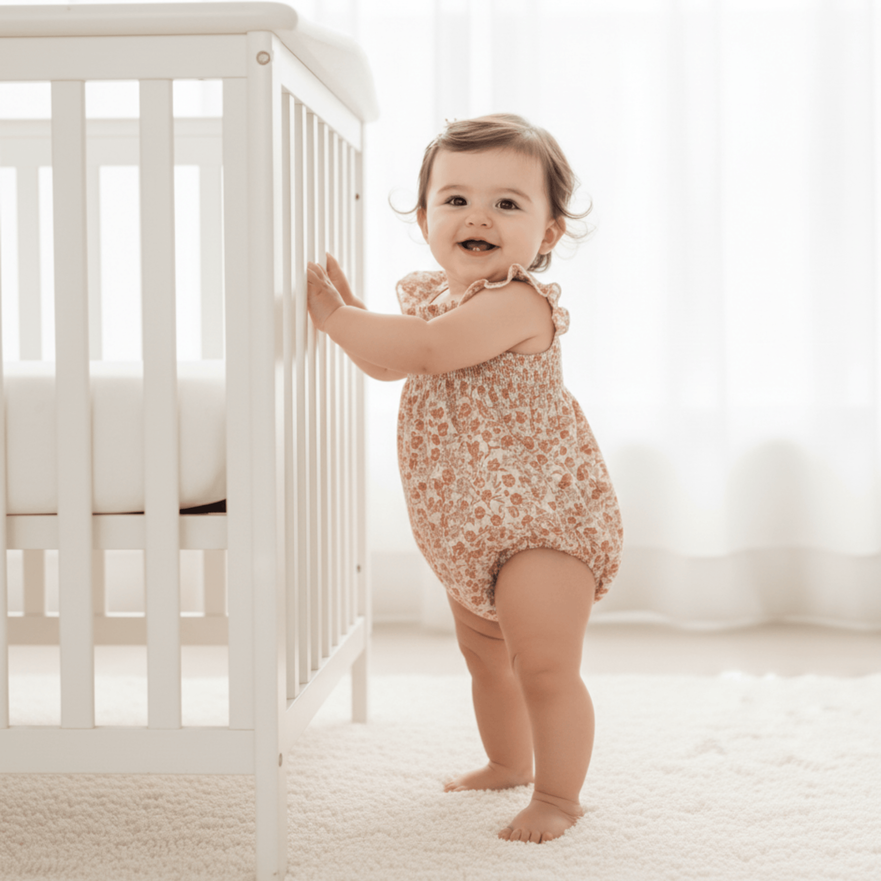 Makemake Organics Organic Ruffle Sleeve Bubble Romper - Sienna