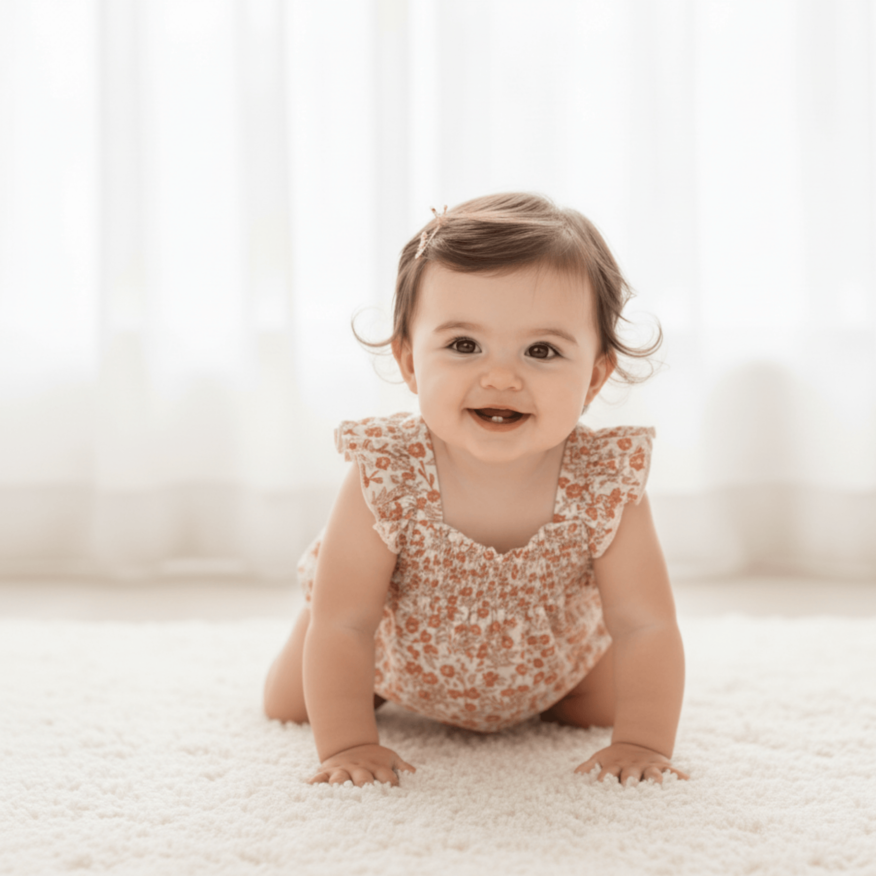 Makemake Organics Organic Ruffle Sleeve Bubble Romper - Sienna
