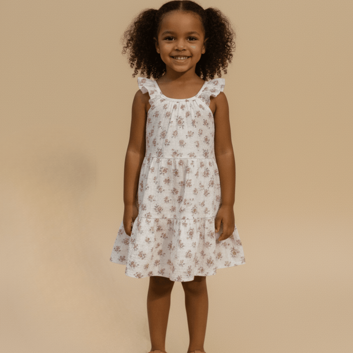 Organic Ruffle Tiered Dress - Blush Floral - Day Dress, One-piece garment, Dress, Pink, Baby & Toddler Clothing | Everetts Place