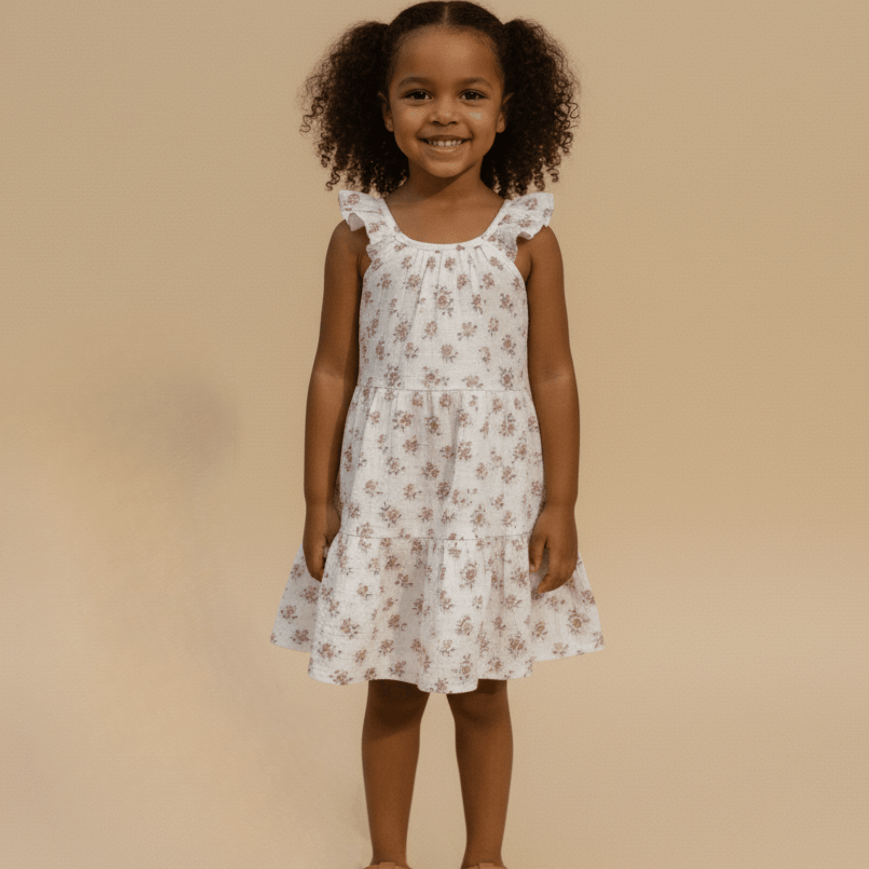 Organic Ruffle Tiered Dress - Blush Floral - Day Dress, One-piece garment, Dress, Pink, Baby & Toddler Clothing | Everetts Place