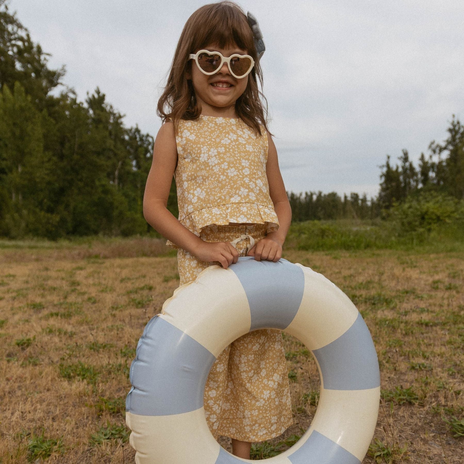 Organic Ruffle Top & Pants Set - Yellow Blossom - Summer, Child, Blond, People in nature, Happiness | Everetts Place