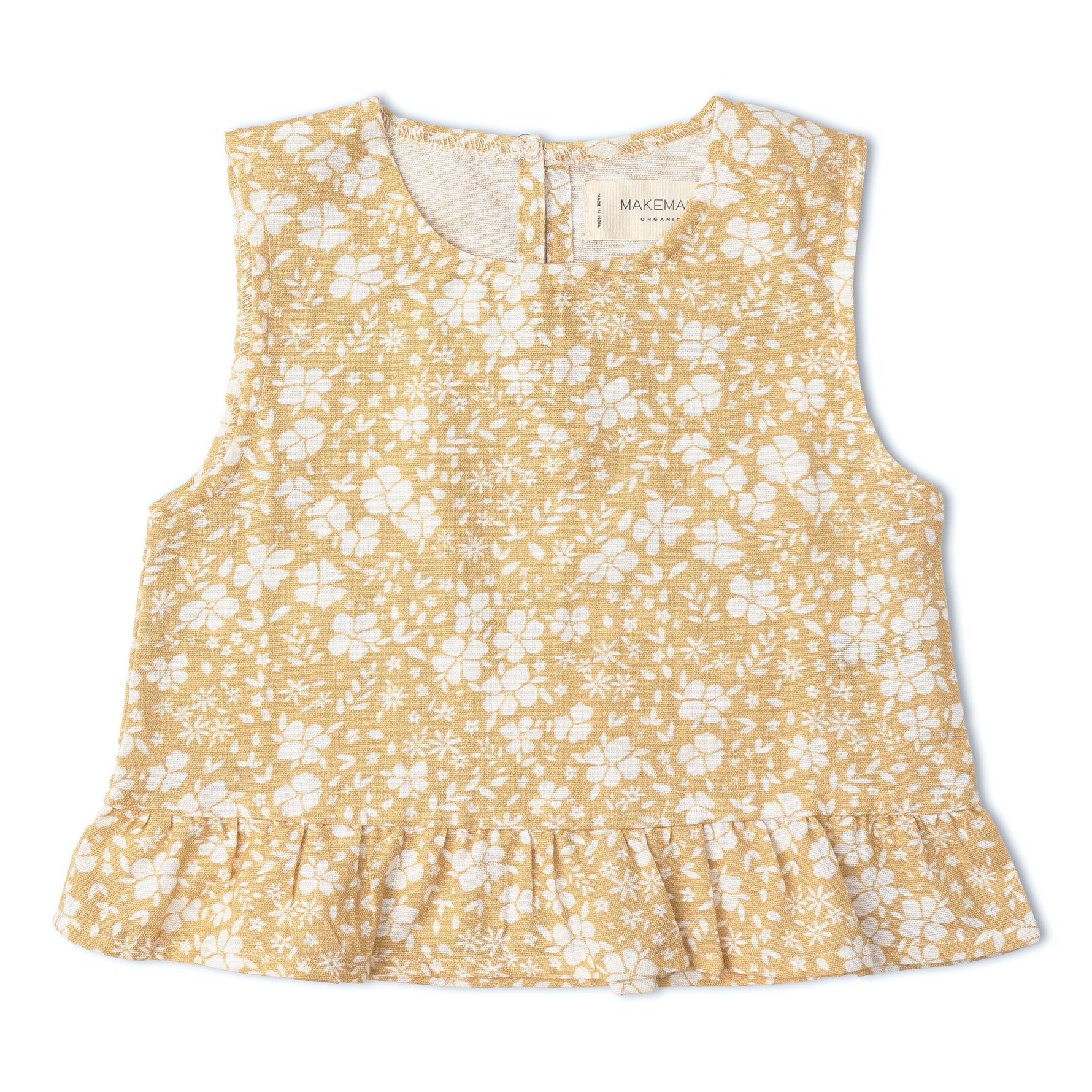 Makemake Organics Organic Ruffle Top & Pants Set - Yellow Blossom