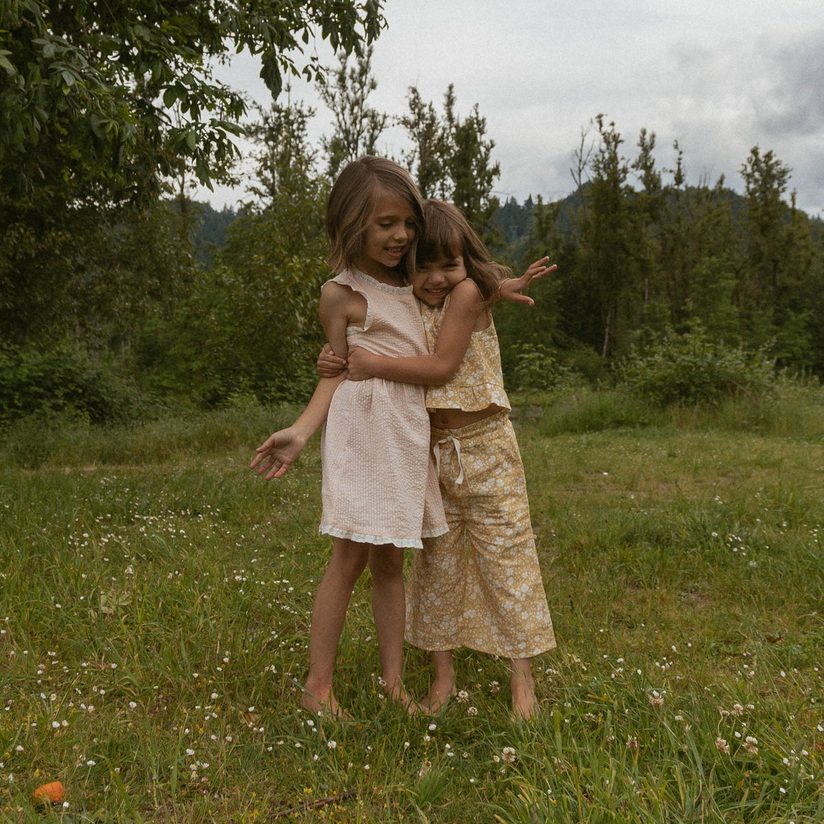 Makemake Organics Organic Ruffle Top & Pants Set - Yellow Blossom