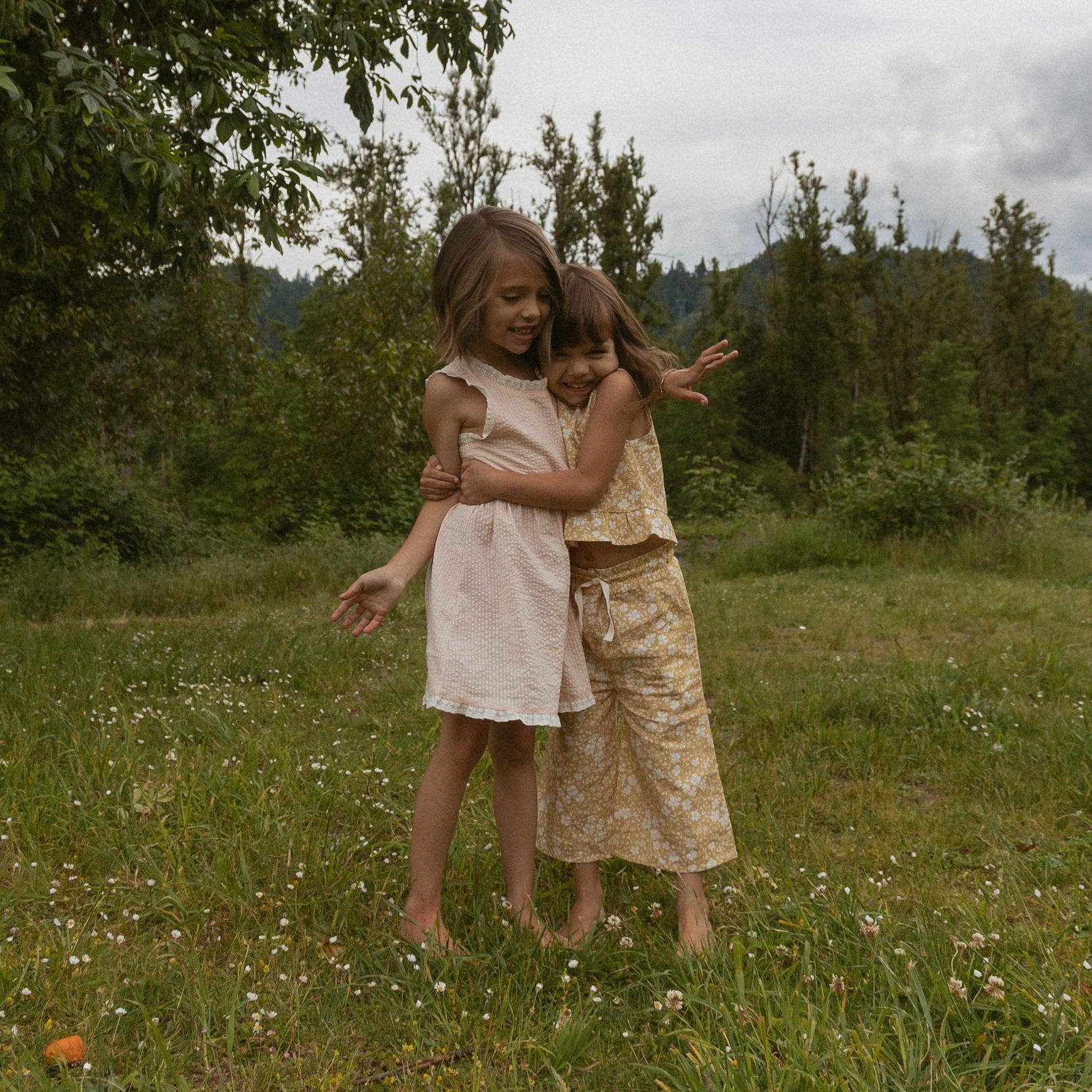Makemake Organics Organic Ruffle Top & Pants Set - Yellow Blossom