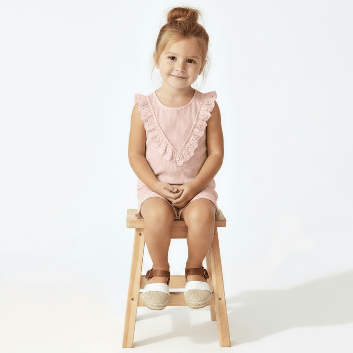 Organic Ruffle Top & Shorts Set - Blush - Baby & Toddler Clothing, Dress, Pink, Child, Sleeveless shirt | Everetts Place
