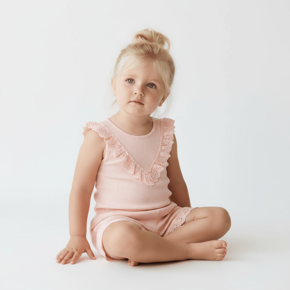 Makemake Organics Organic Ruffle Top & Shorts Set - Blush