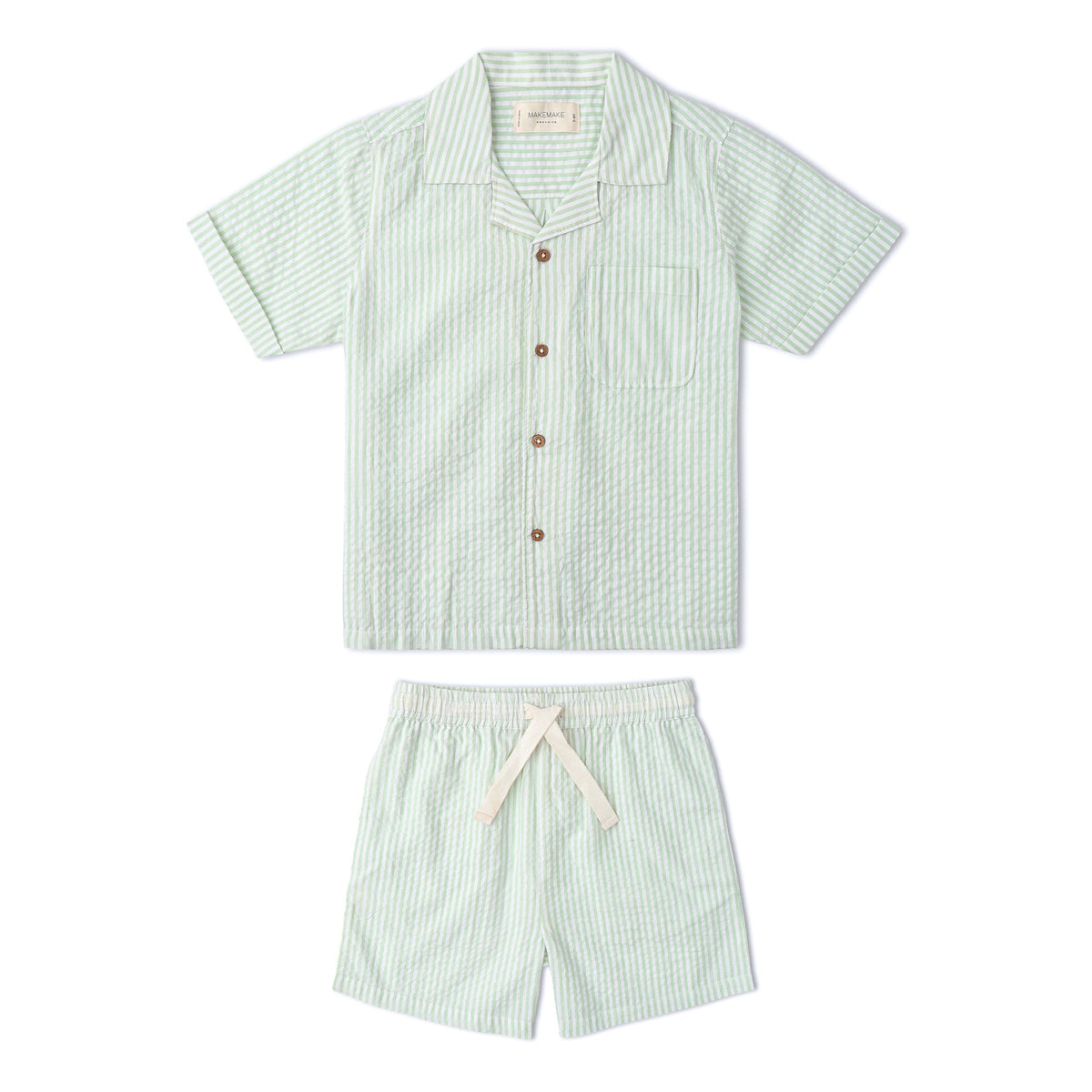 Makemake Organics Organic Shirt & Shorts Set - Basil Stripes