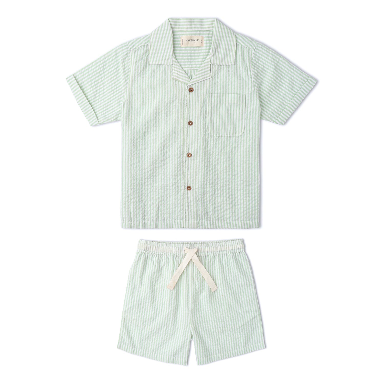 Makemake Organics Organic Shirt & Shorts Set - Basil Stripes