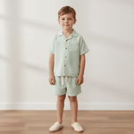 Makemake Organics Organic Shirt & Shorts Set - Basil Stripes