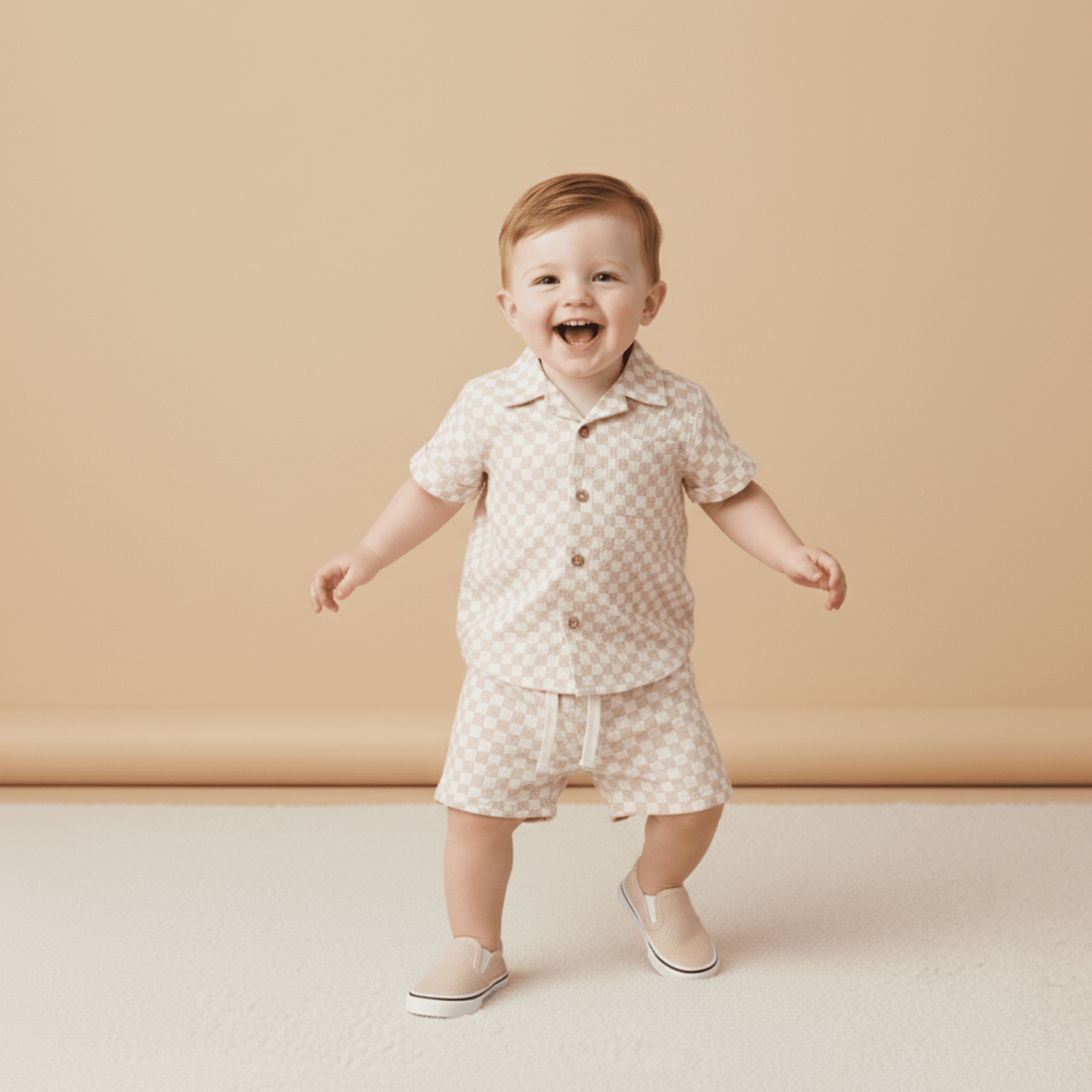 Organic Shirt & Shorts Set - Brick Checks - Sleeve, Baby & Toddler Clothing, Collar, Child, Knee | Everetts Place