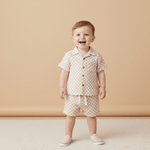 Makemake Organics Organic Shirt & Shorts Set - Brick Checks