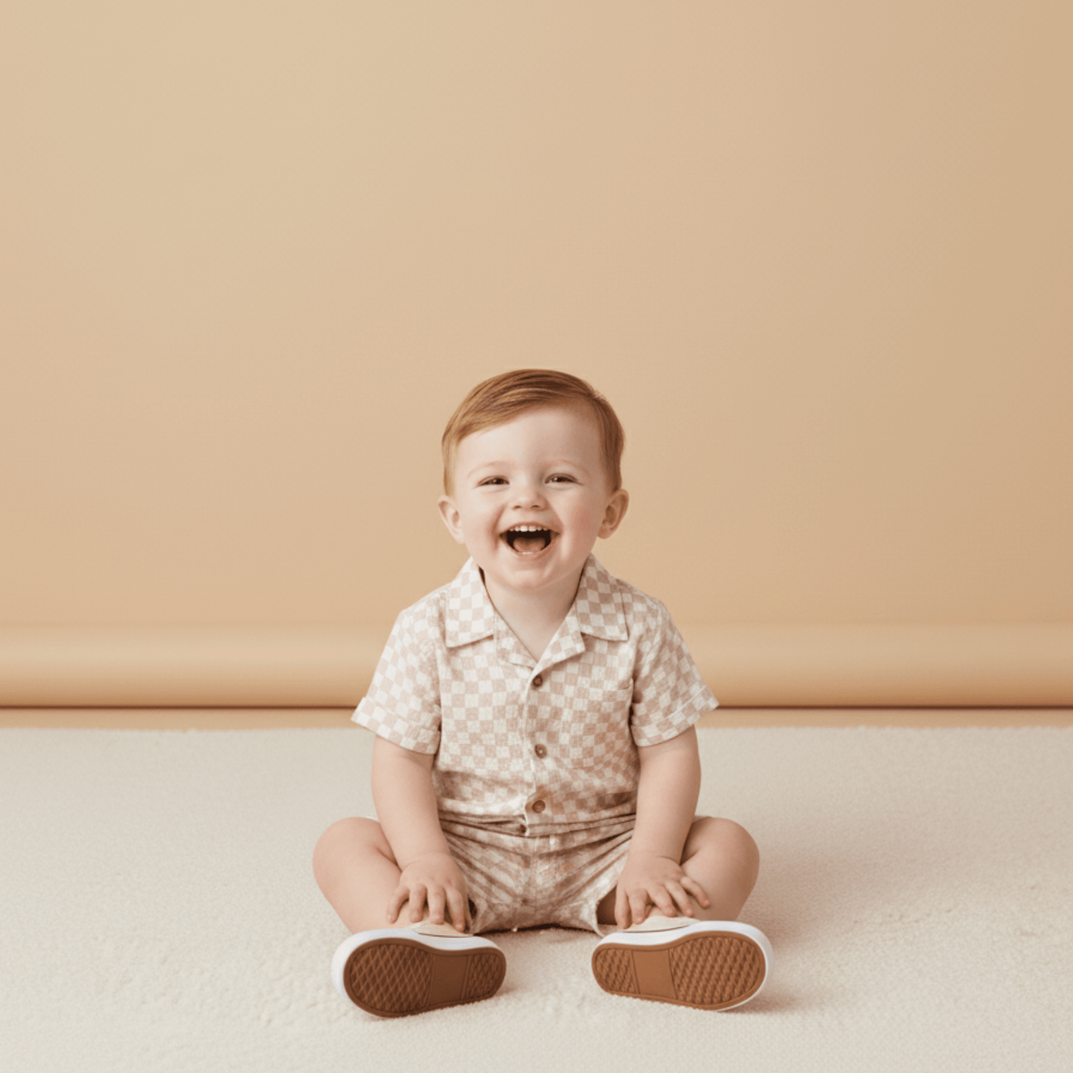 Makemake Organics Organic Shirt & Shorts Set - Brick Checks