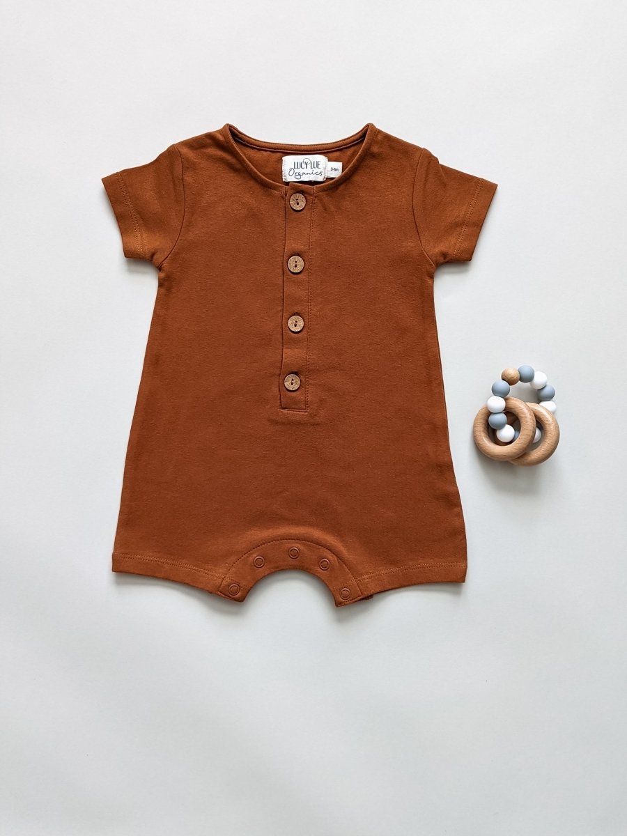 LUCY LUE ORGANICS organic short romper | ginger - Everetts Place Boutique - 