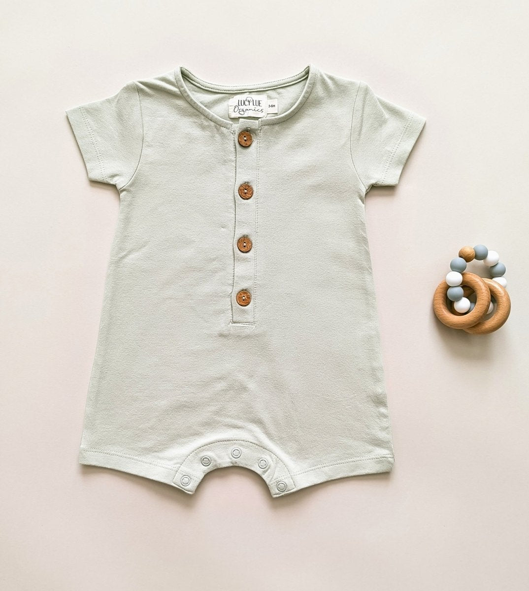 LUCY LUE ORGANICS organic short romper | sage - Everetts Place Boutique - 