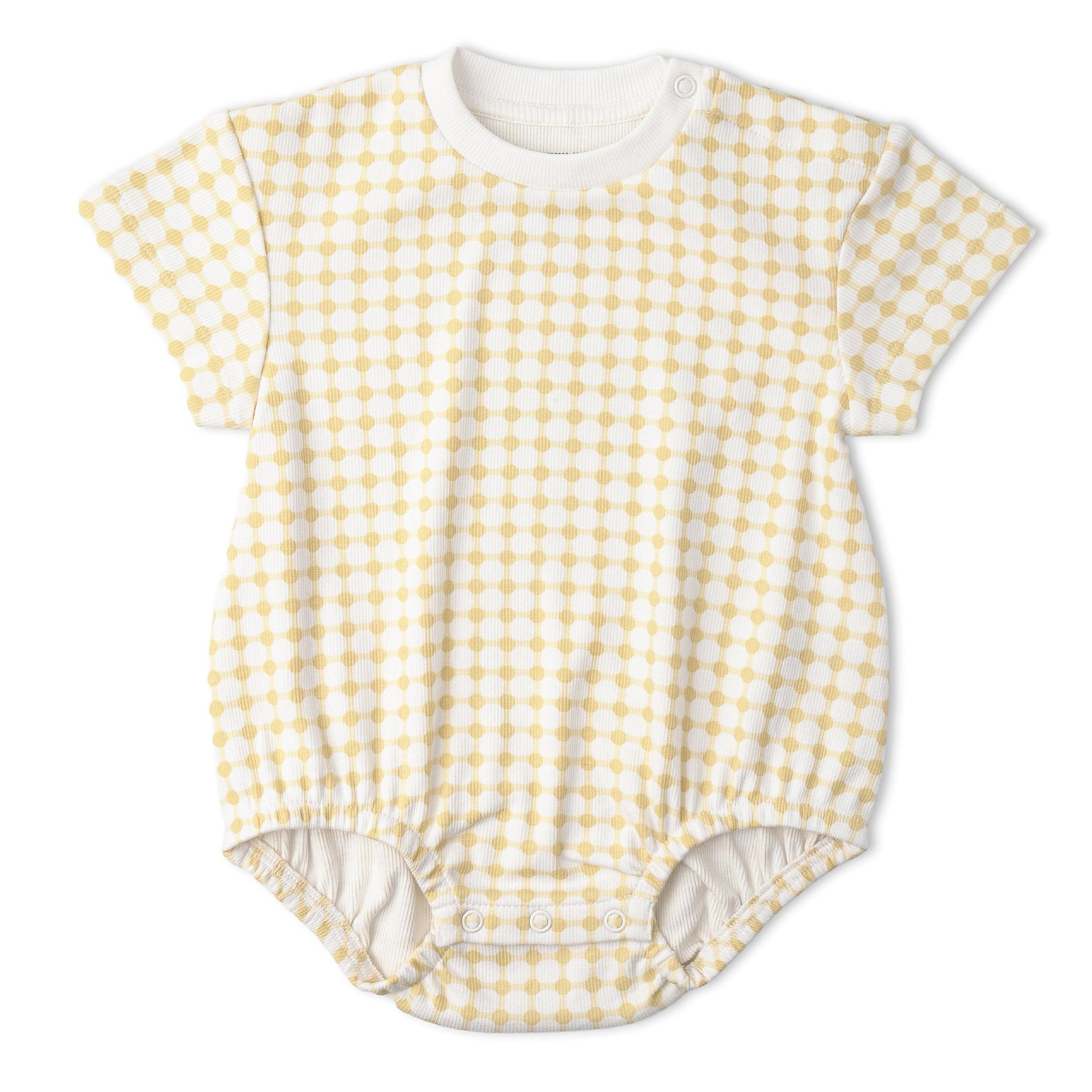 Makemake Organics Organic Short Sleeve Bubble Romper - Dotty Gingham