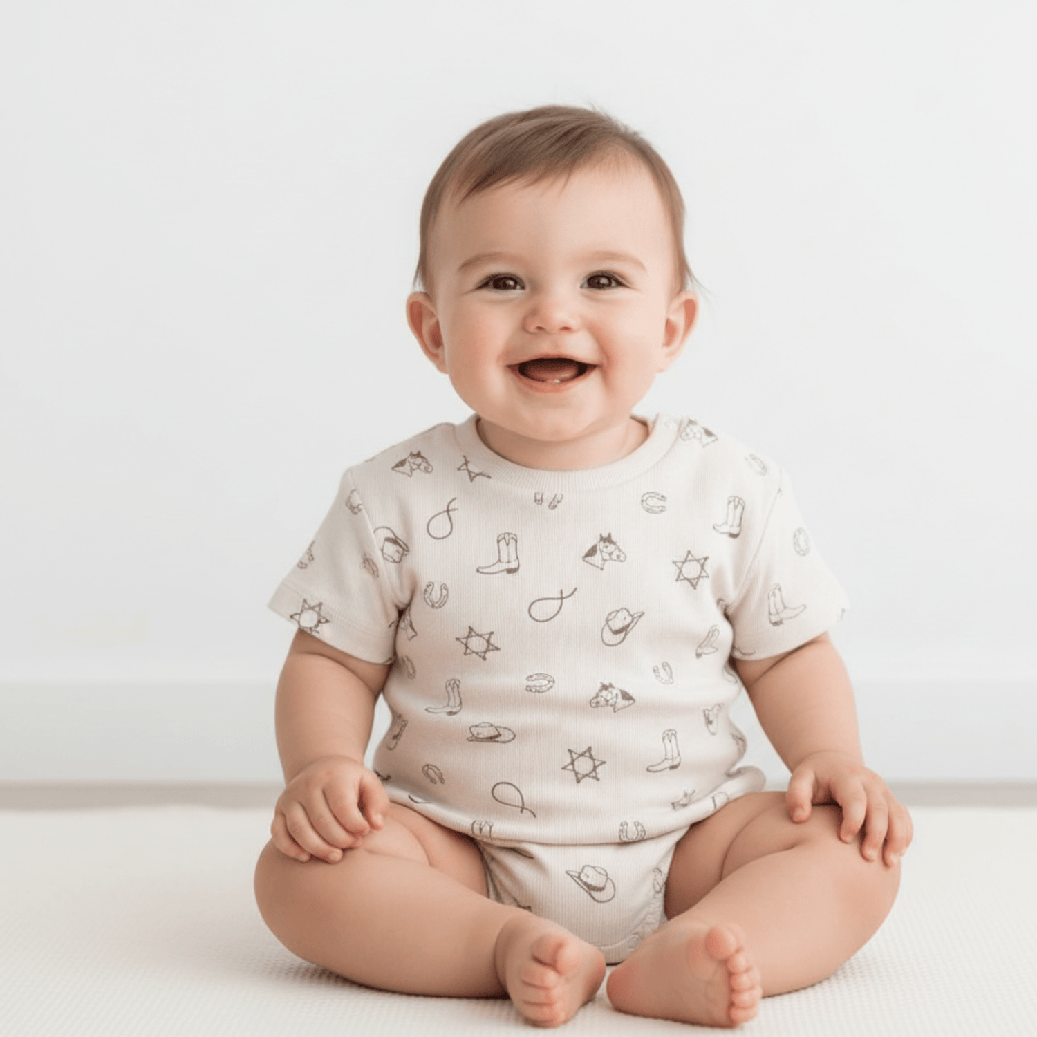 Organic Short Sleeve Bubble Romper - Rodeo - Sleeve, White, Baby & Toddler Clothing, Collar, Child | Everetts Place
