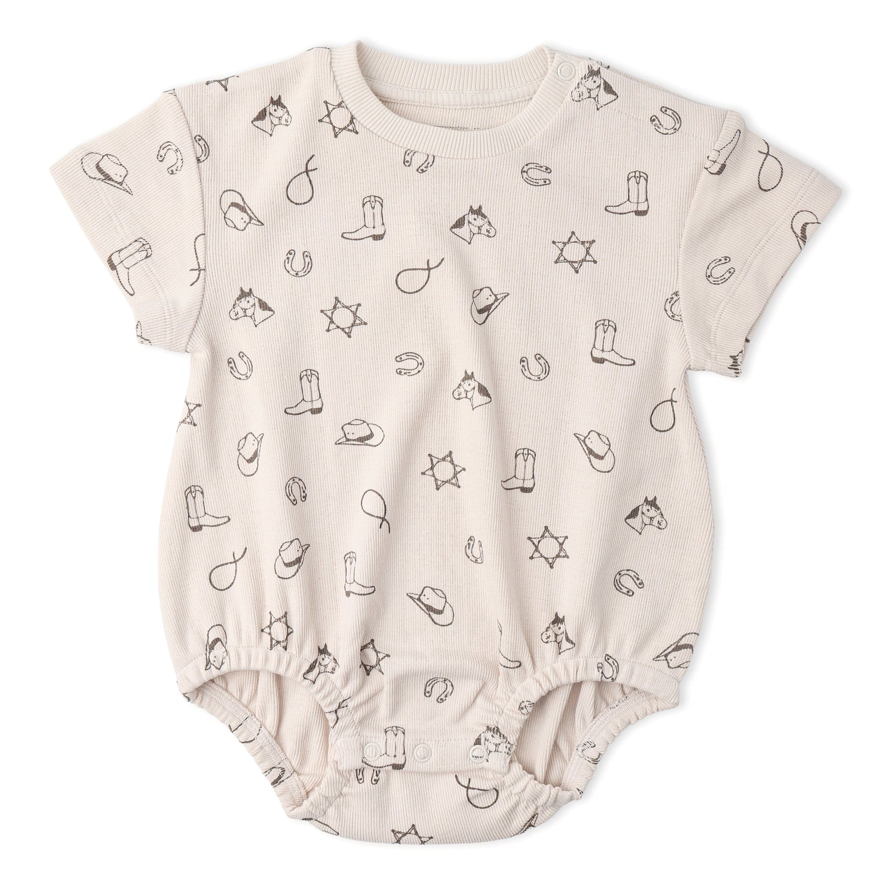 Makemake Organics Organic Short Sleeve Bubble Romper - Rodeo
