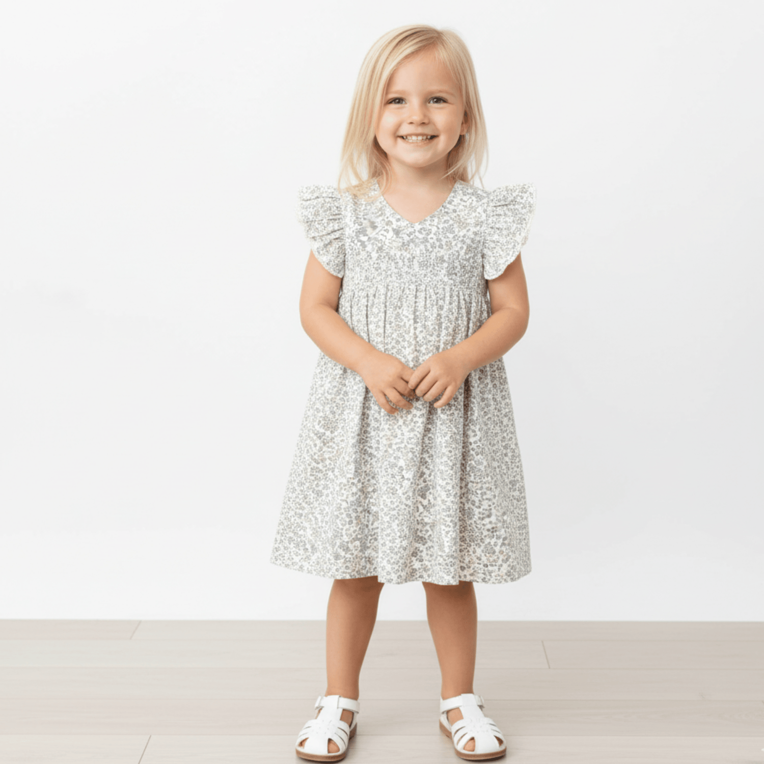 Organic Short Sleeve Flutter Dress - Tulle Floral - Day Dress, One-piece garment, Baby & Toddler Clothing, Foot, Ruffle | Everetts Place