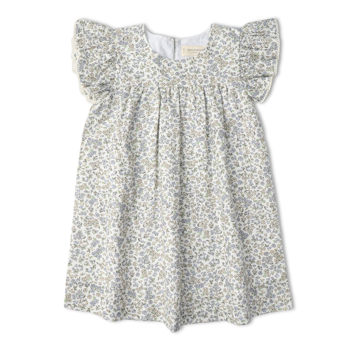 Makemake Organics Organic Short Sleeve Flutter Dress - Tulle Floral