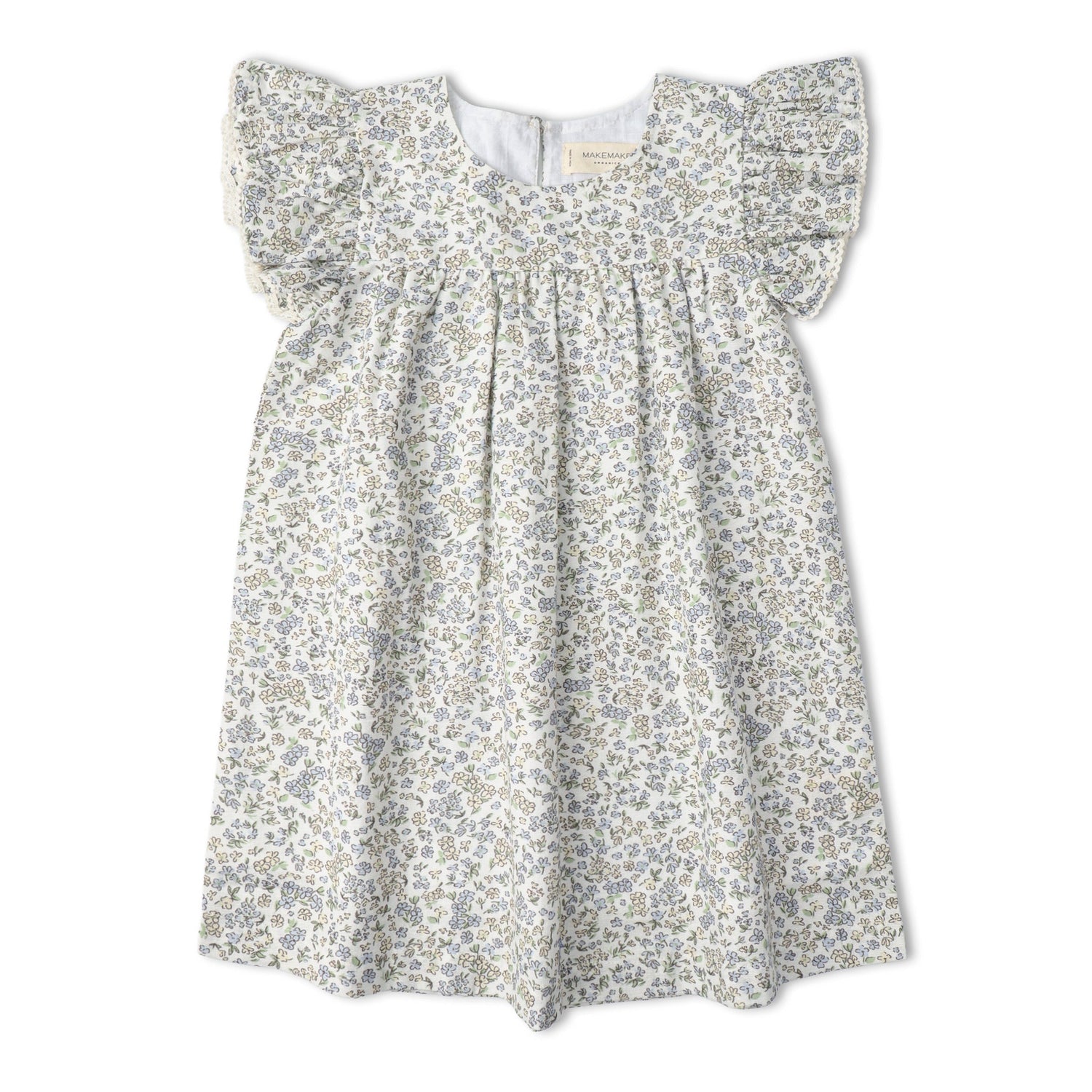Makemake Organics Organic Short Sleeve Flutter Dress - Tulle Floral