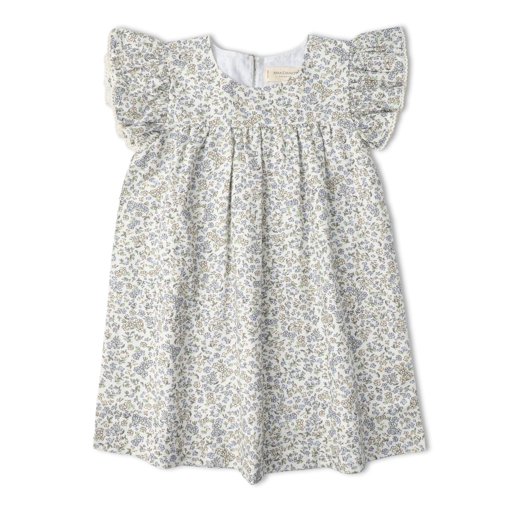Makemake Organics Organic Short Sleeve Flutter Dress - Tulle Floral