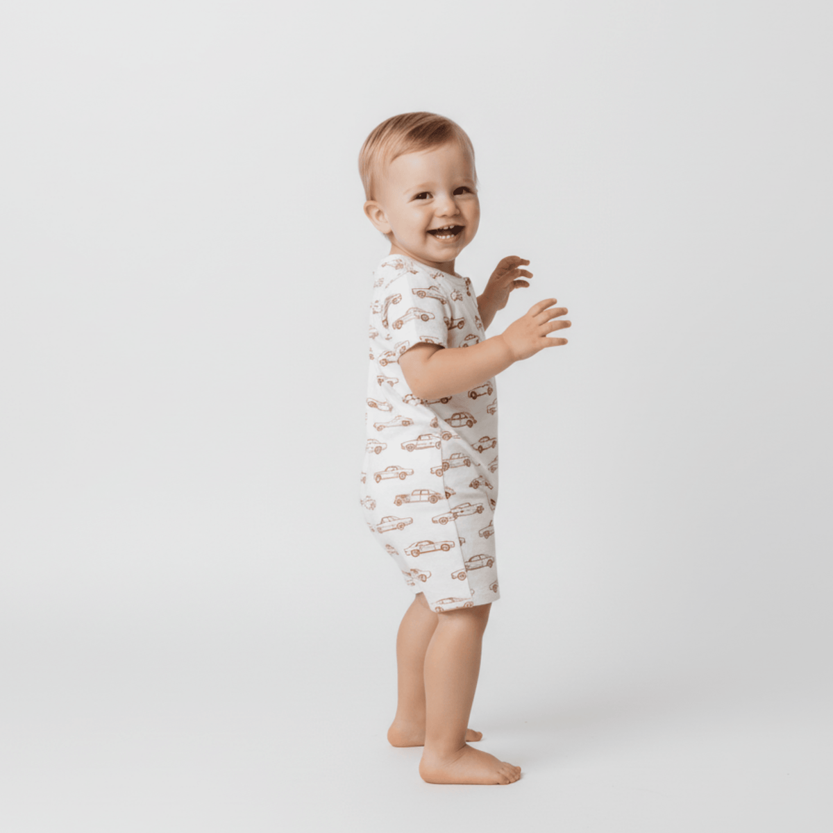 Makemake Organics Organic Short Zip Romper - Cars