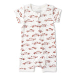 Makemake Organics Organic Short Zip Romper - Cars