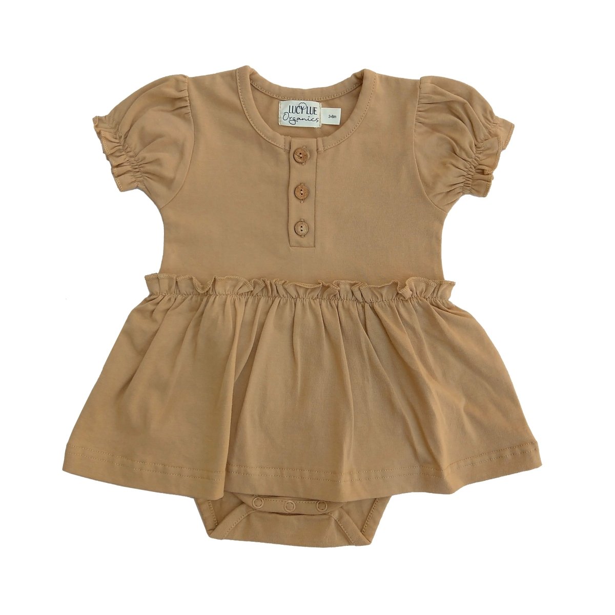 LUCY LUE ORGANICS Organic Skirted Bodysuit | Wheat - Everetts Place Boutique - 