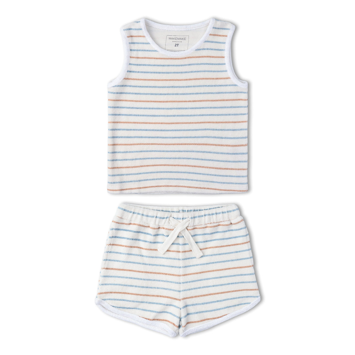 Makemake Organics Organic Sleeveless Tee & Shorts Set - Cabana Stripes