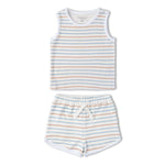 Makemake Organics Organic Sleeveless Tee & Shorts Set - Cabana Stripes