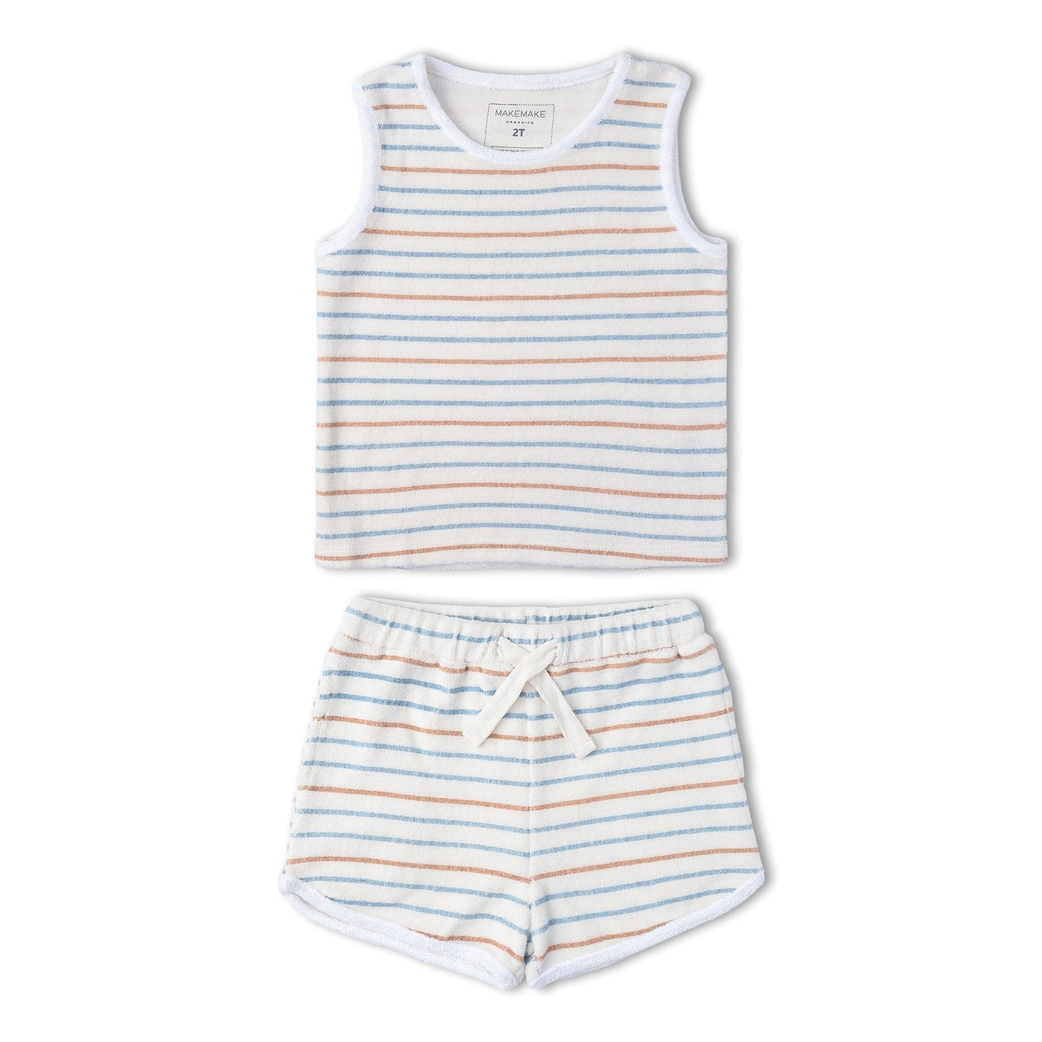 Makemake Organics Organic Sleeveless Tee & Shorts Set - Cabana Stripes