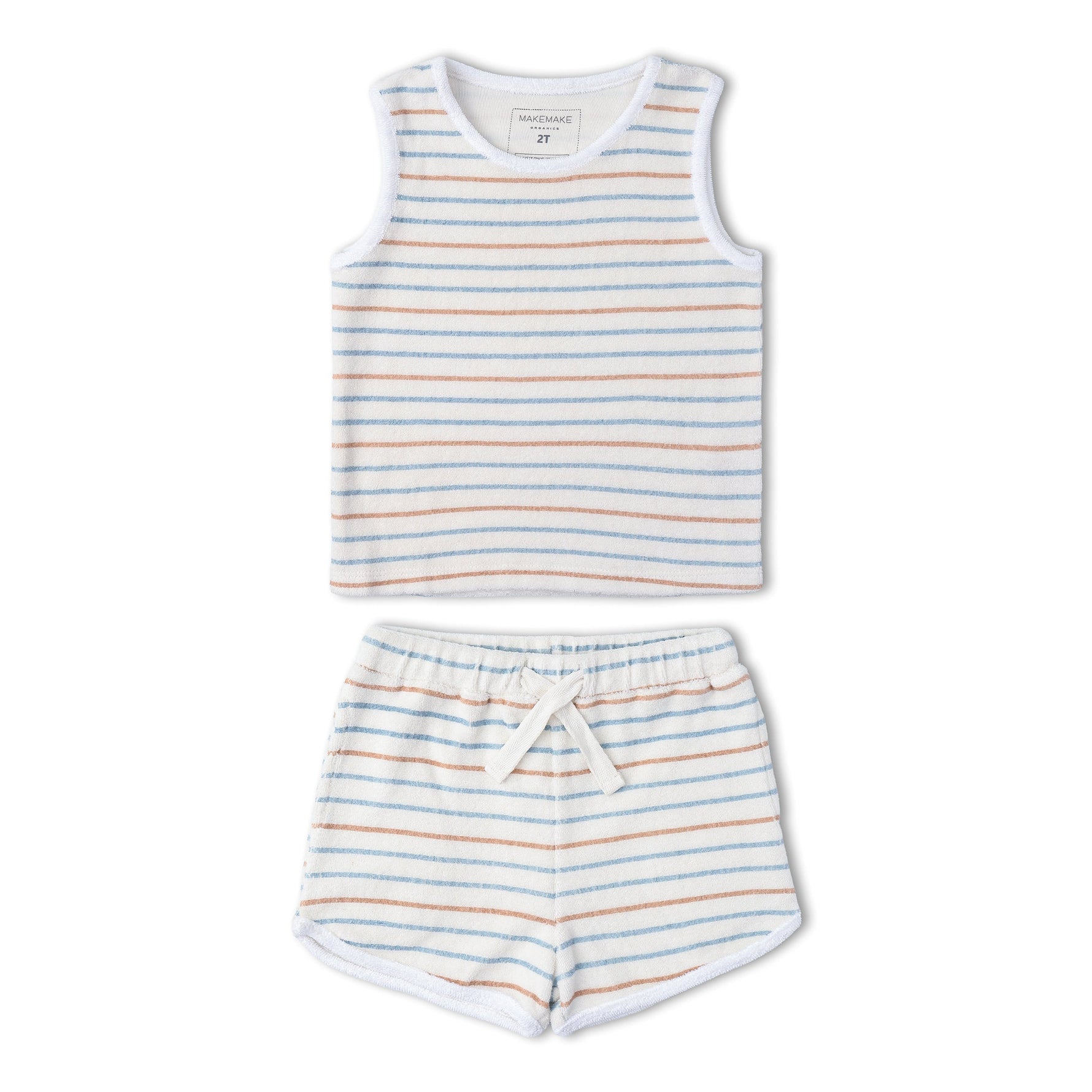 Makemake Organics Organic Sleeveless Tee & Shorts Set - Cabana Stripes
