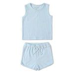 Makemake Organics Organic Sleeveless Tee & Shorts Set - Light Blue