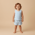 Makemake Organics Organic Sleeveless Tee & Shorts Set - Light Blue