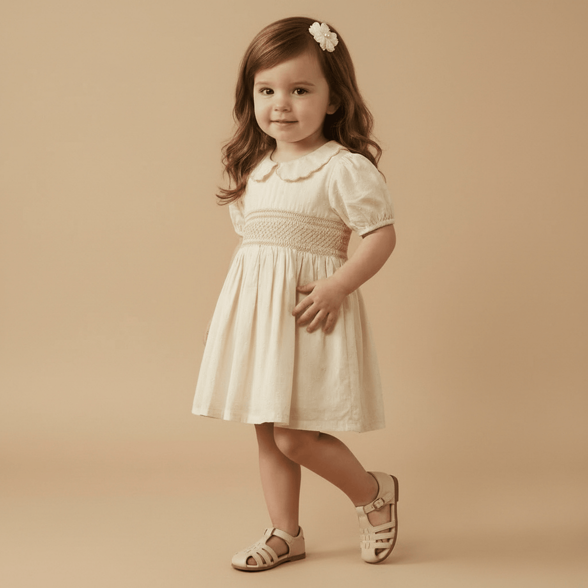 Makemake Organics Organic Smocked Collar Dress - Butter Yellow
