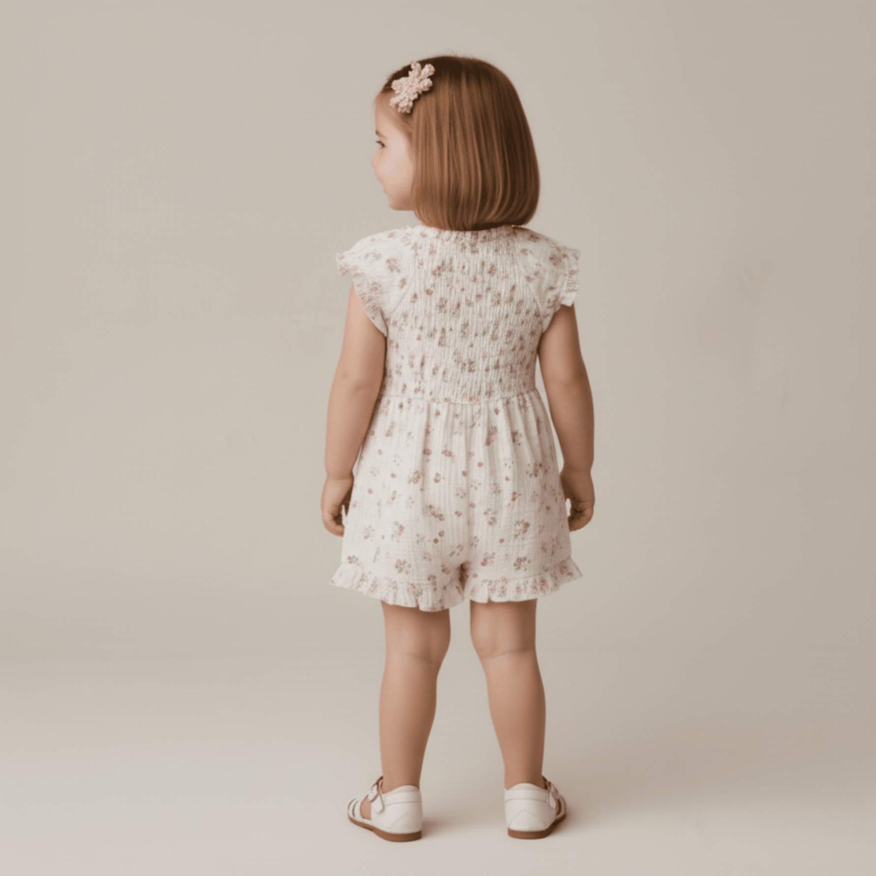 Makemake Organics Organic Smocked Jumpsuit - Blush Floral