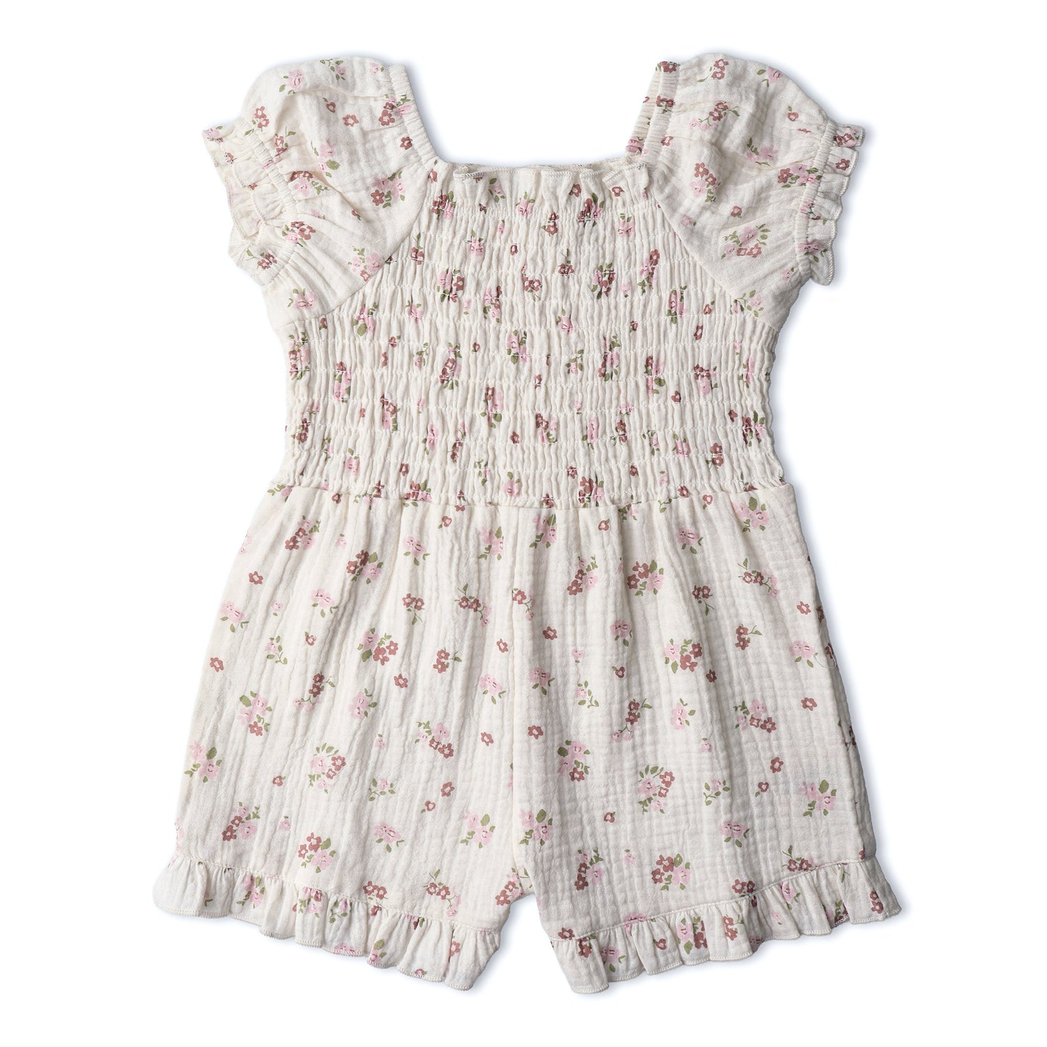 Makemake Organics Organic Smocked Jumpsuit - Blush Floral