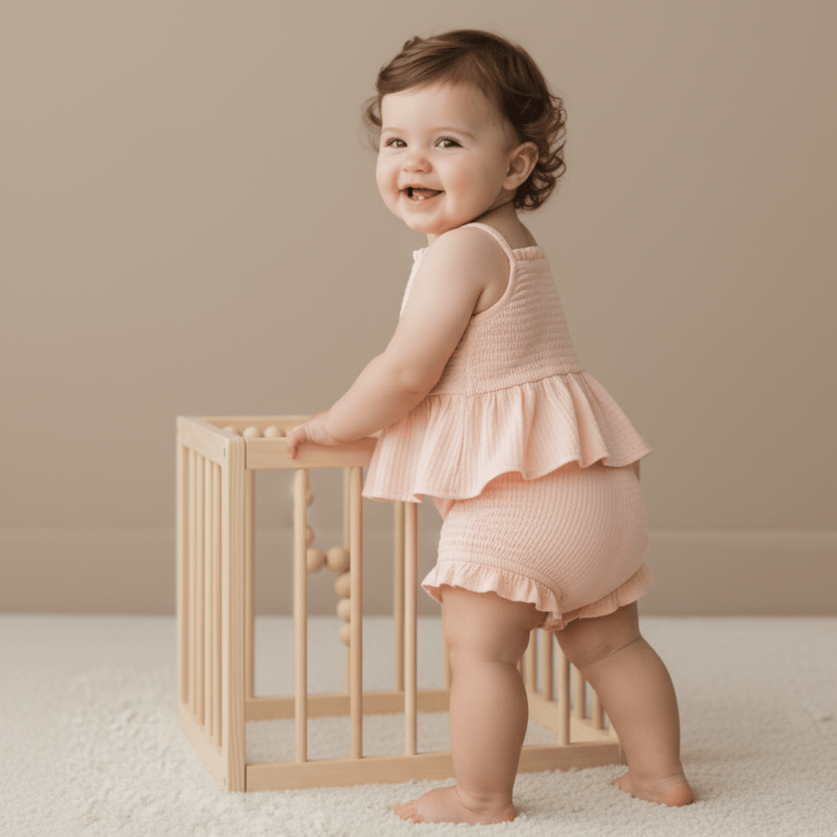 Makemake Organics Organic Smocked Top And Bloomer Set - Blush