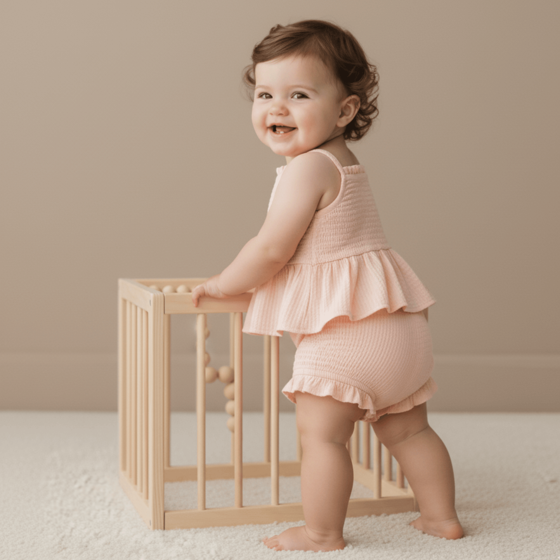 Makemake Organics Organic Smocked Top And Bloomer Set - Blush