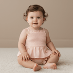 Organic Smocked Top And Bloomer Set - Blush - Baby & Toddler Clothing, Pink, Textile, Dress, One-piece garment | Everetts Place