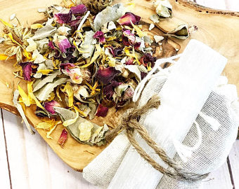 Organic Smudge Set for Energy Cleansing with White Sage Calendula Frankincense Resin and Rose Petals Butter Me Up Organics
